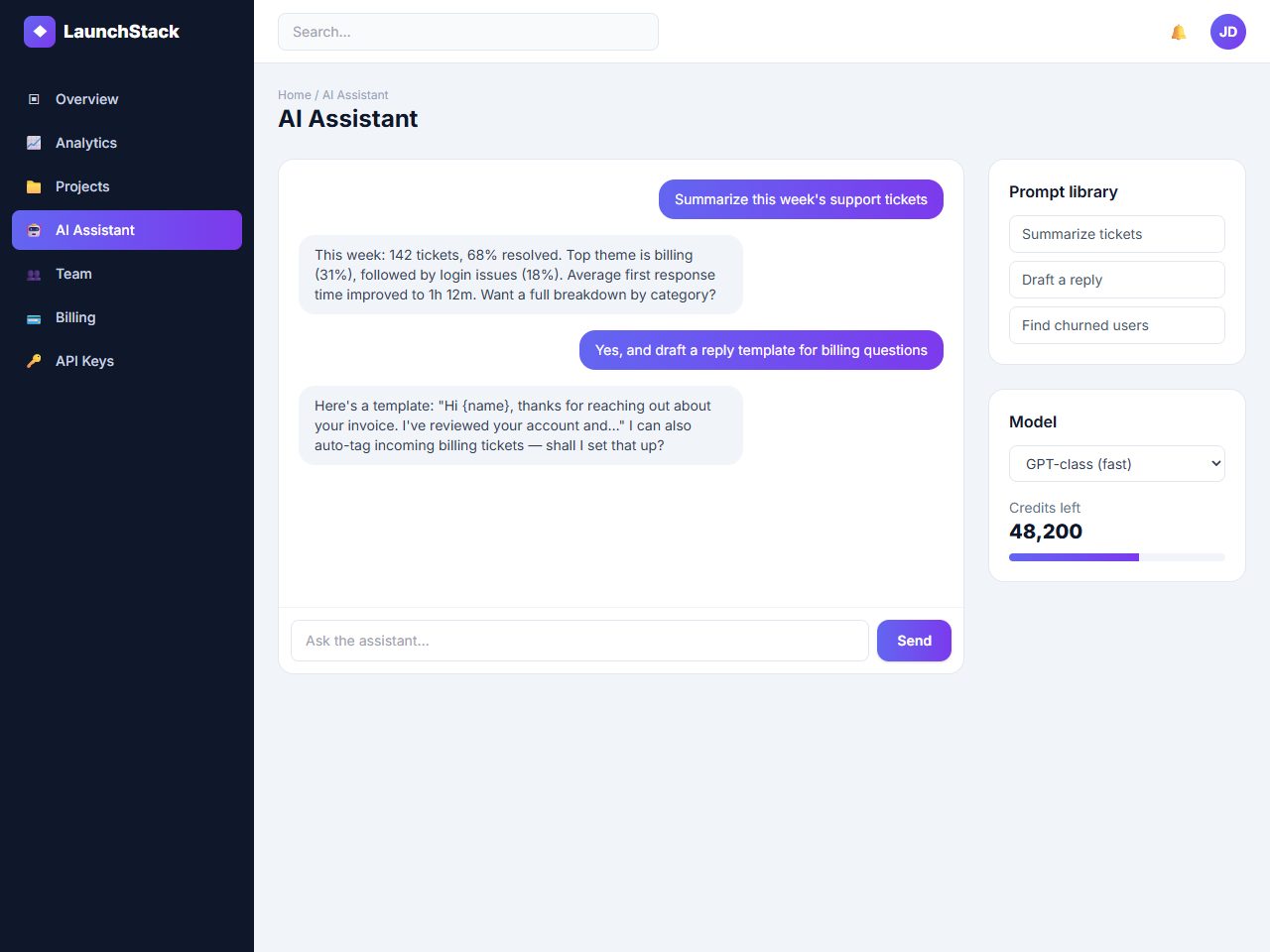 LaunchStack — Next.js SaaS Starter UI