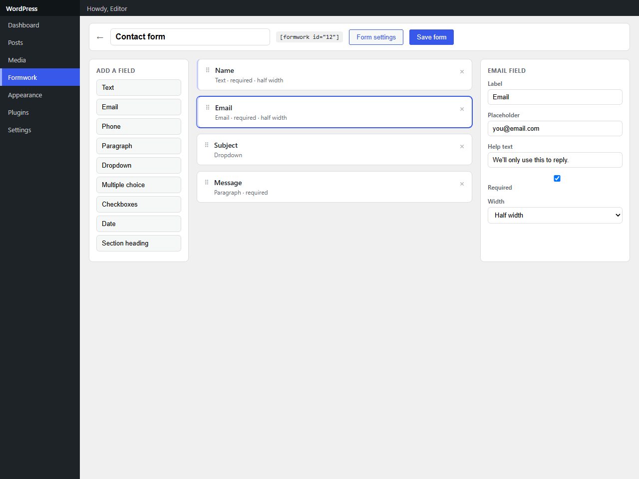 Formwork — Drag & Drop Form Builder